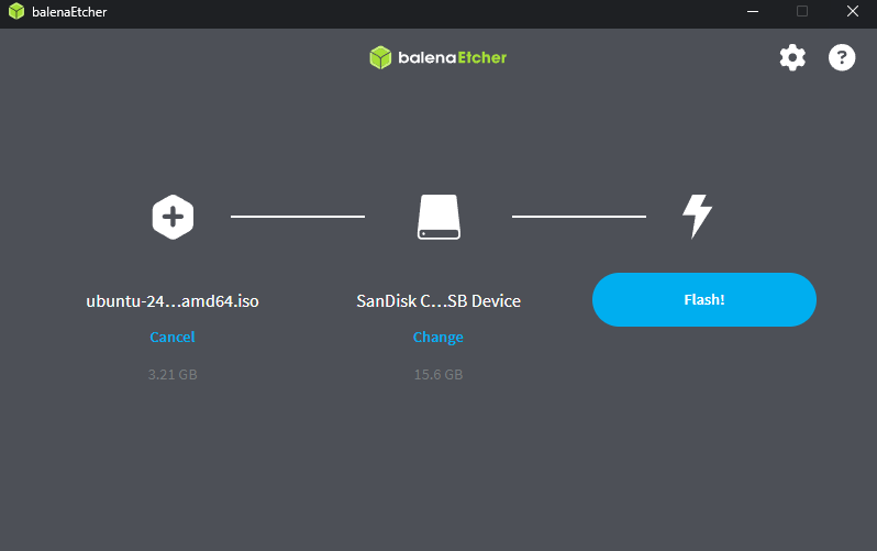 balenaEtcher Interface