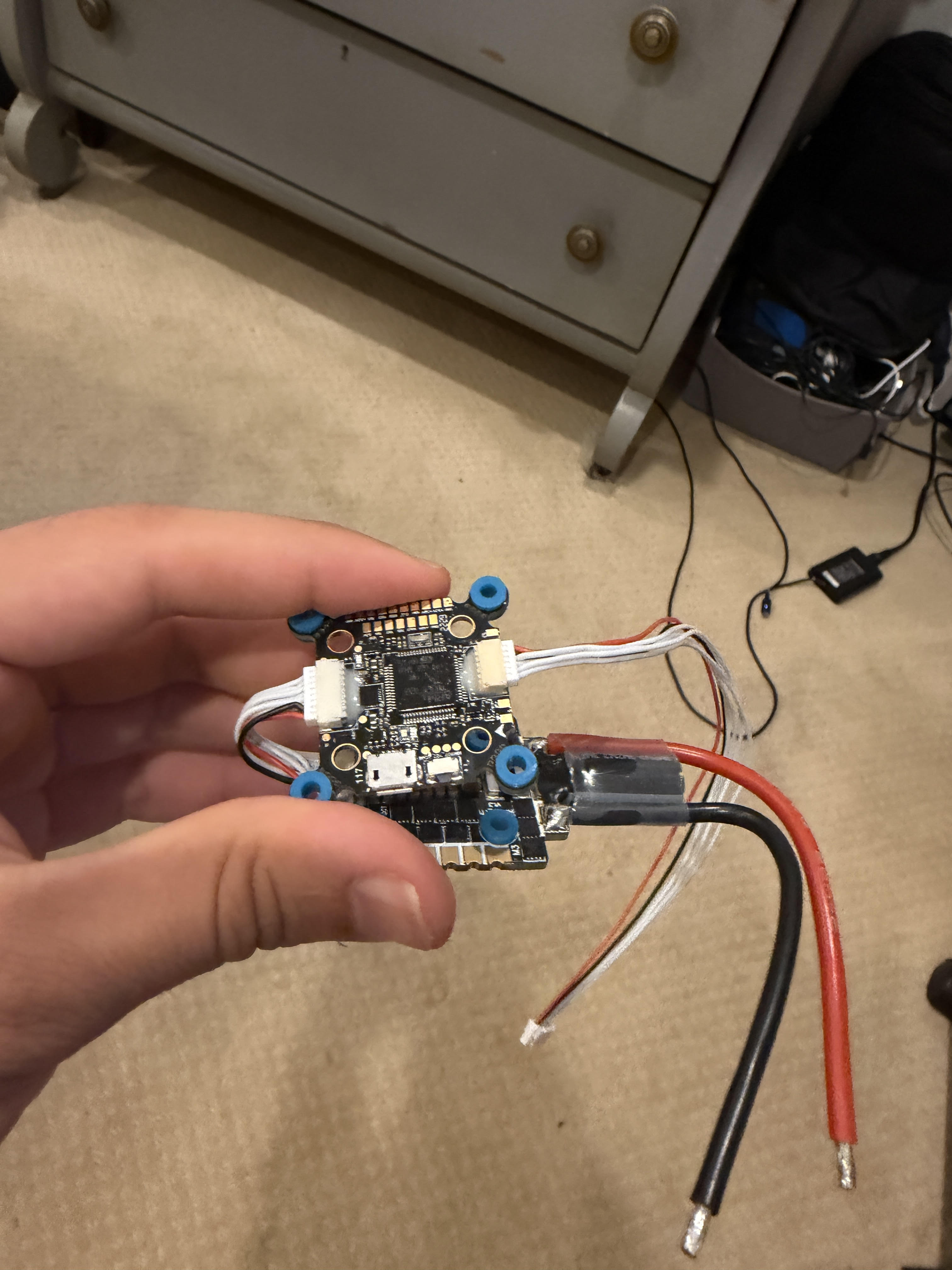 F7 Flight Controller with Attached Harnesses